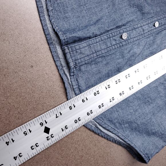 Calvin Klein Chambray Shirt Mens S Dark Blue Button Up Long Sleeve Casual Cowboy - Picture 6 of 11